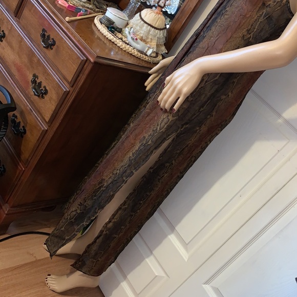 Vintage 80s Reptile snake print sheer chiffon sleeveless maxi VEST Shirt top S M - Picture 7 of 13